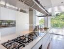 Modern kitchen with stove and countertop