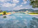 Stunning outdoor swimming pool with mountain view