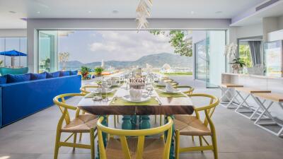 Spacious dining area with stunning views and modern furnishings