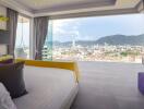 Modern bedroom with a panoramic view