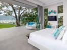 Bedroom with outdoor view and modern amenities