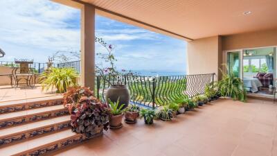 Spacious balcony with a scenic view