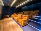 Luxurious home theater with comfortable recliner seats and ambient lighting