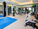 modern home gym with exercise equipment