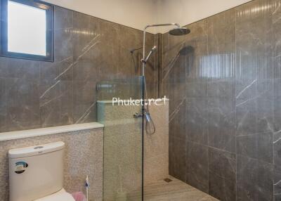 Bathroom with modern shower and toilet