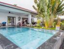 Modern house with a swimming pool and garden