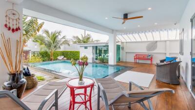 Outdoor living area with pool