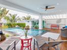 Outdoor living area with pool