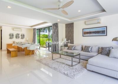 Modern living room with dining area