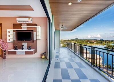 Spacious balcony with beautiful lake view