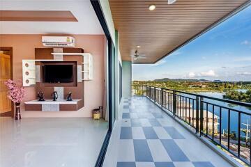 Spacious balcony with beautiful lake view