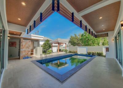 Modern outdoor space with pool