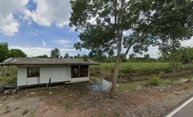 Small house next to a pond