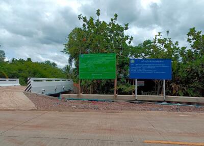 Construction area with informational signage