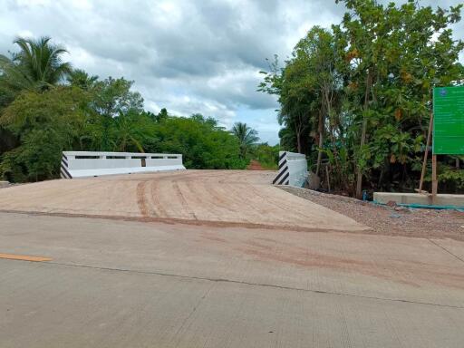 Newly constructed bridge over a small road