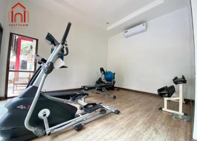 Home gym with exercise equipment