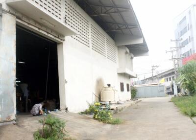 Industrial building exterior with open entrance