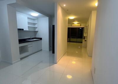 Modern apartment interior with kitchen and hallway