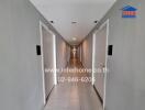 Long hallway with multiple doors in a modern building