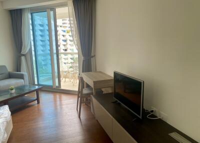 Modern living room with a balcony view