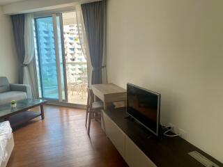 Modern living room with a balcony view