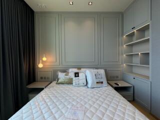 Modern bedroom with contemporary design and built-in storage