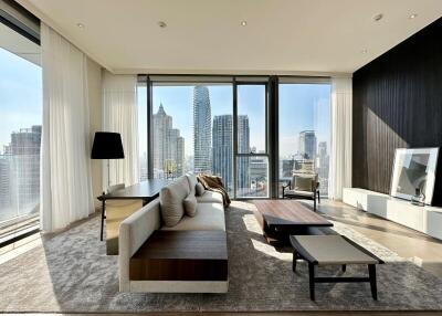 Modern living room with city view