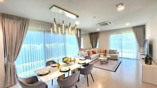 Modern living and dining room with contemporary decor