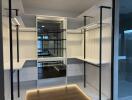 Spacious walk-in closet with modern design and ample storage