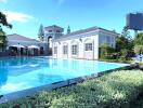 Elegant house with large swimming pool and garden