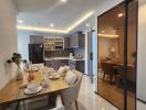 Modern dining and kitchen area with elegant decor