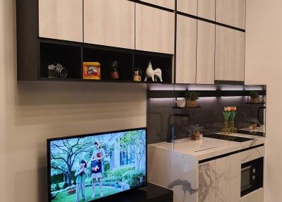 Modern kitchen with integrated appliances and storage