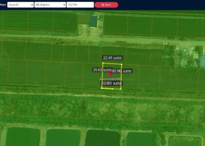 Aerial view of a land plot with measurements