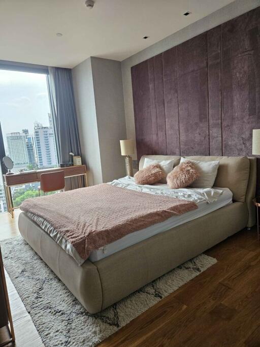 Modern bedroom with city view