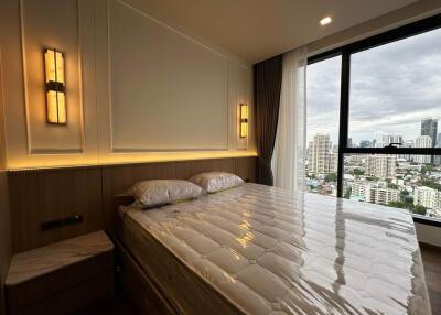 Modern bedroom with city view