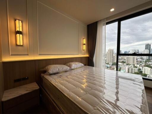 Modern bedroom with city view