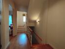 Hallway with access to upstairs rooms and staircase