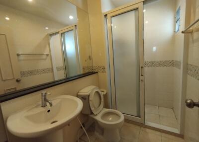 Modern bathroom with shower and toilet