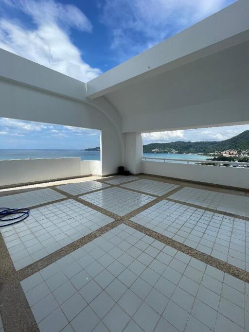 Spacious balcony with ocean view