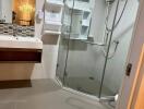 Modern bathroom with glass shower enclosure