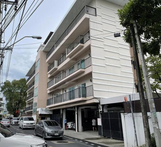 Exterior view of a multi-story apartment building