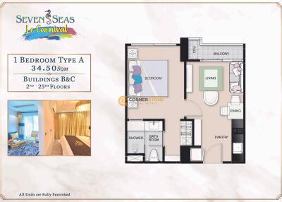 1 Bedroom Condo in Seven Seas Le Carnival Jomtien Beach Jomtien