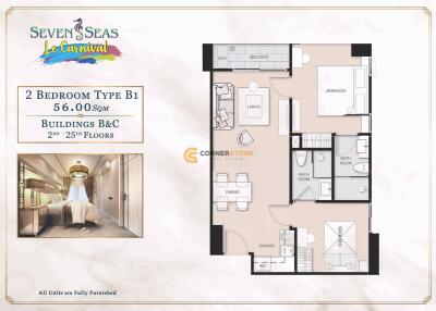 2 bedroom Condo in Seven Seas Le Carnival Jomtien Beach Jomtien