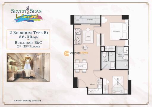 2 bedroom Condo in Seven Seas Le Carnival Jomtien Beach Jomtien