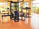 Spacious fitness center with modern equipment