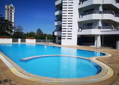 Outdoor swimming pool in a residential complex