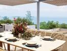 Indoor dining area with sea view