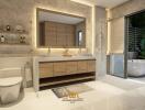 Spacious bathroom with modern features