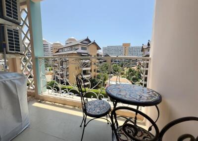 Balcony view with outdoor furniture