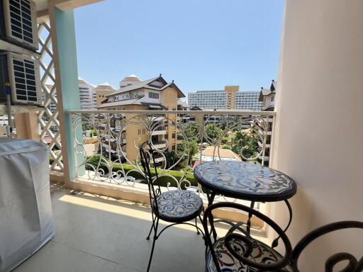 Balcony view with outdoor furniture